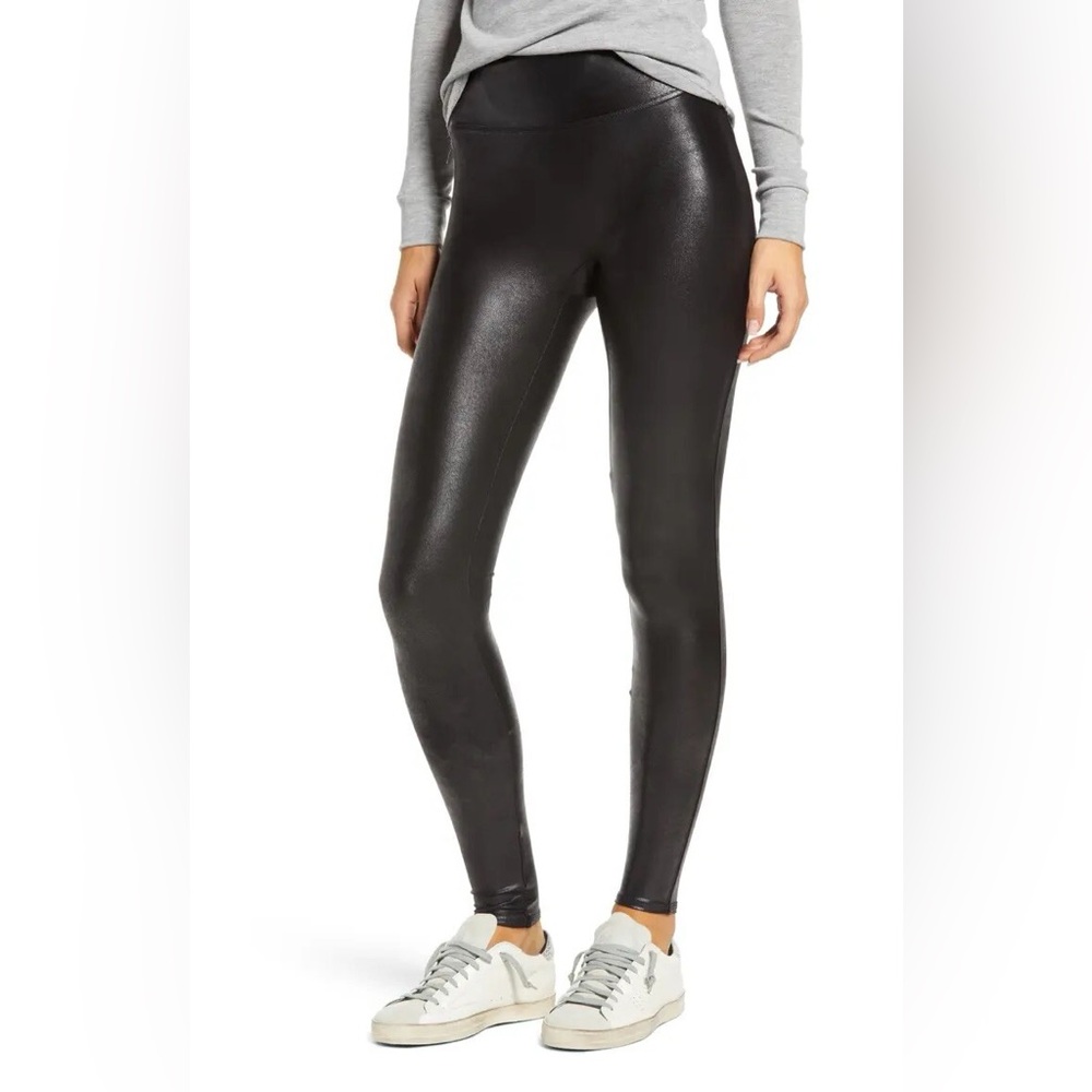 Spanx Faux Leather Leggings Black Size Small Minimalist Neutral